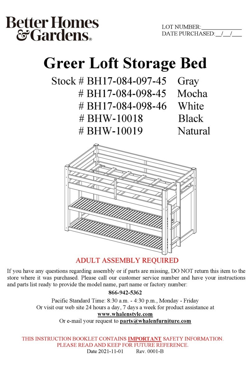 Better Homes and Gardens Greer Loft BHW-10018 manual Better Homes and Gardens Greer Loft BHW-10018 manual