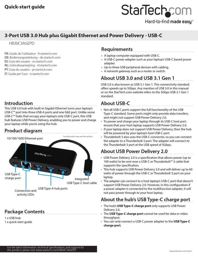 StarTech.com HB30C3AGEPD quick start guide StarTech.com HB30C3AGEPD quick start guide