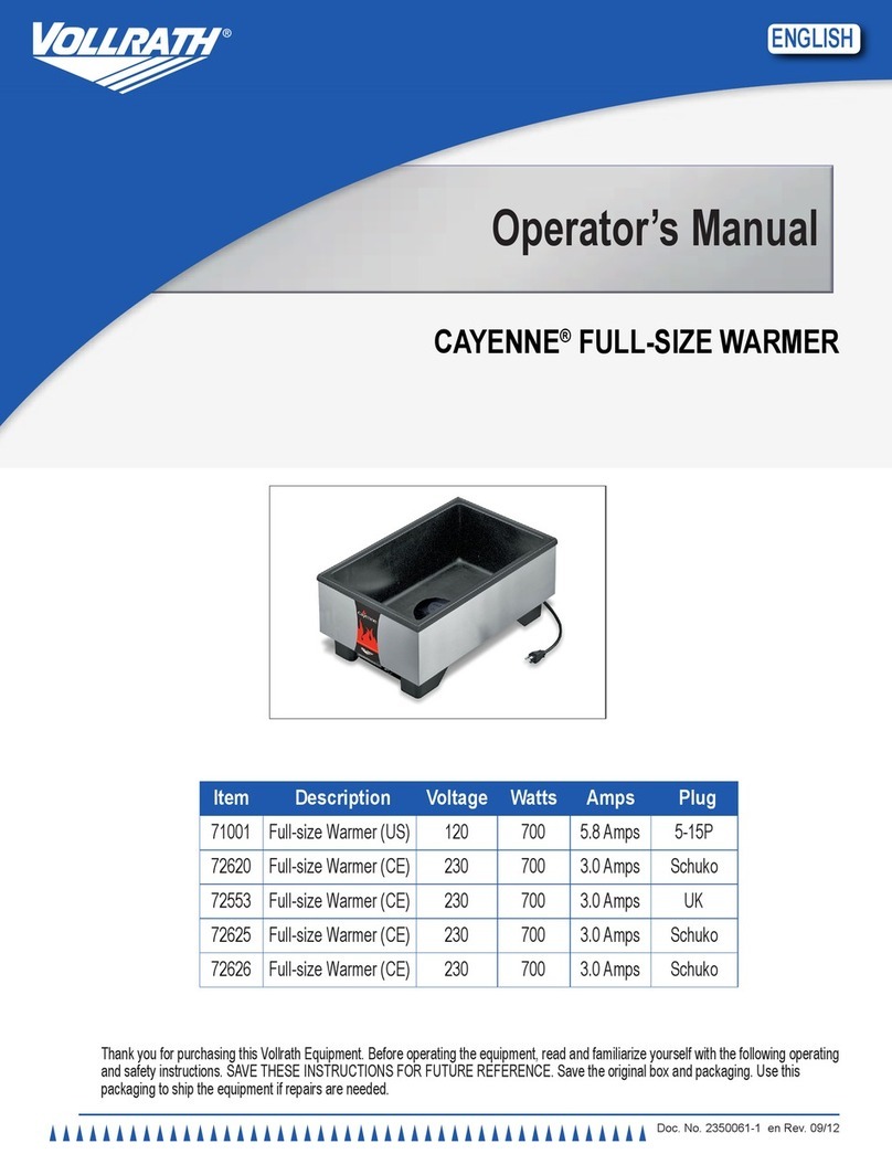 Vollrath 71001 Operator's manual