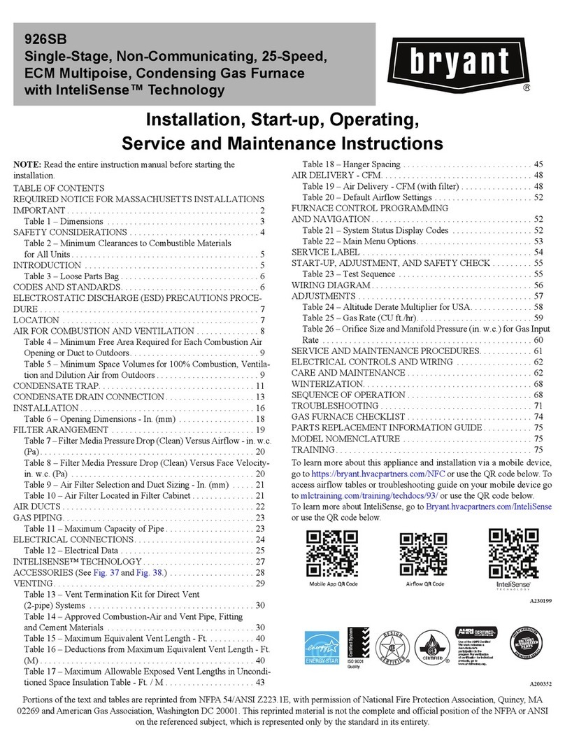 Bryant 926SB Installation instruction