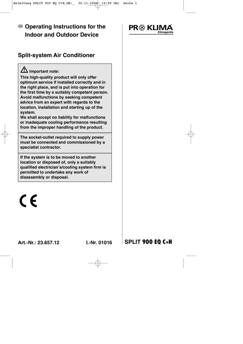 PR KLIMA SPLIT 900 EQ C+H User manual