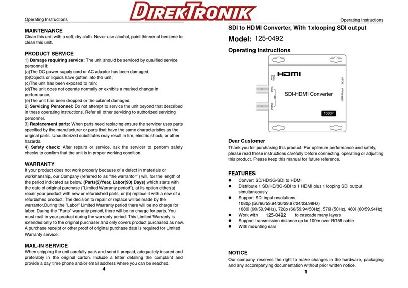 DirekTronik 125-0492 User manual