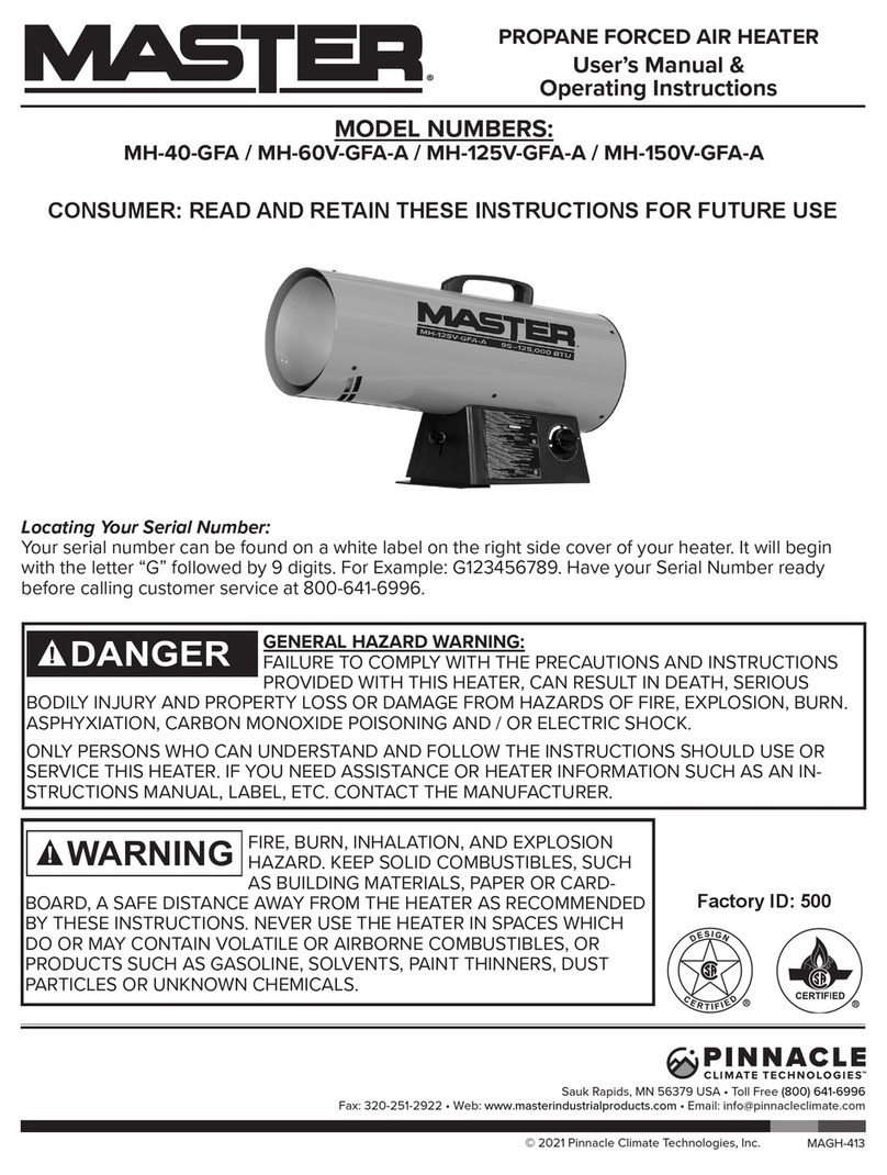 Pinnacle Climate Technologies MASTER MH-60V-GFA-A User's manual & operating instructions Pinnacle Climate Technologies MASTER MH-60V-GFA-A User's manual & operating instructions