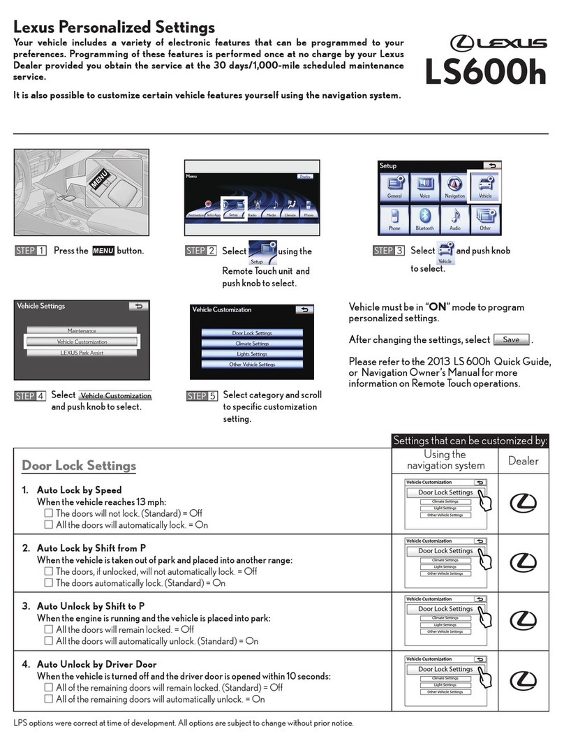 Lexus LS600h Personalized settings
