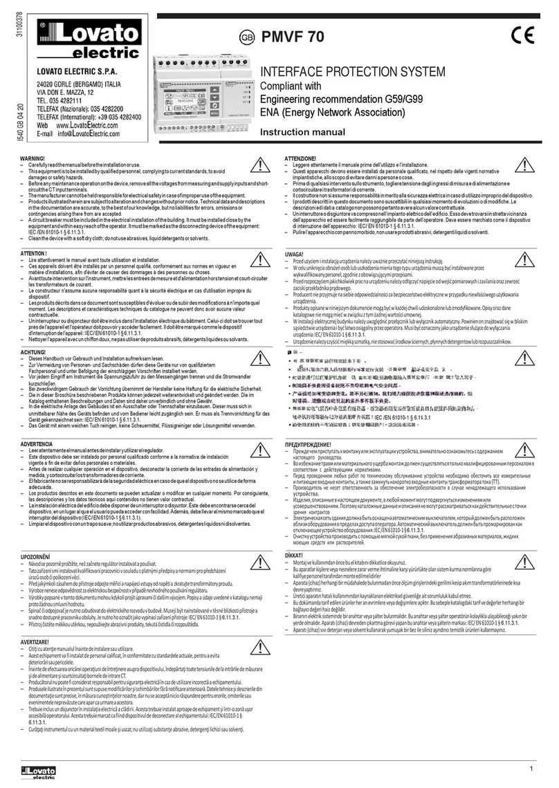 LOVATO ELECTRIC PMVF 70 instruction manual