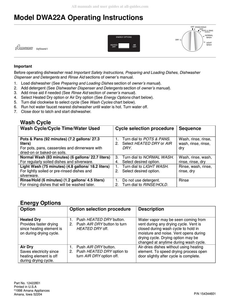 Amana SofSound I DWA22AW User manual