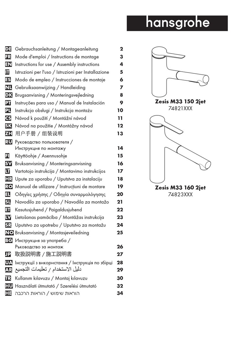 Hans Grohe Zesis M33 150 2jet 74821 Series Instructions for use/assembly instructions Hans Grohe Zesis M33 150 2jet 74821 Series Instructions for use/assembly instructions