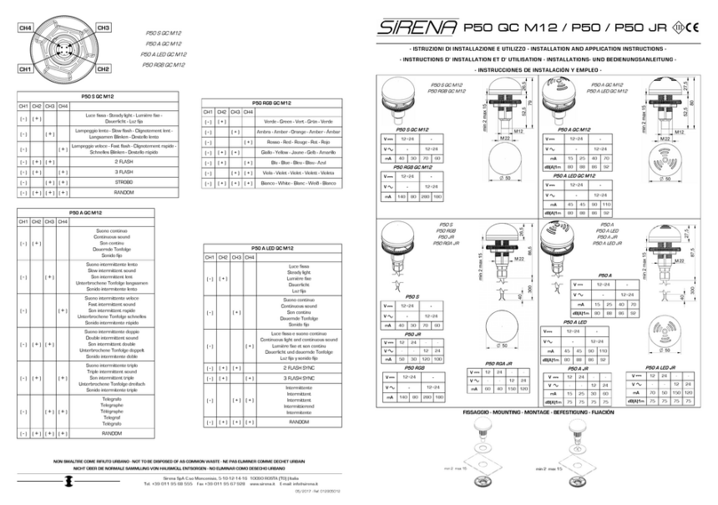 Sirena P50 QC M12 INSTALLATION AND APPLICATION INSTRUCTIONS