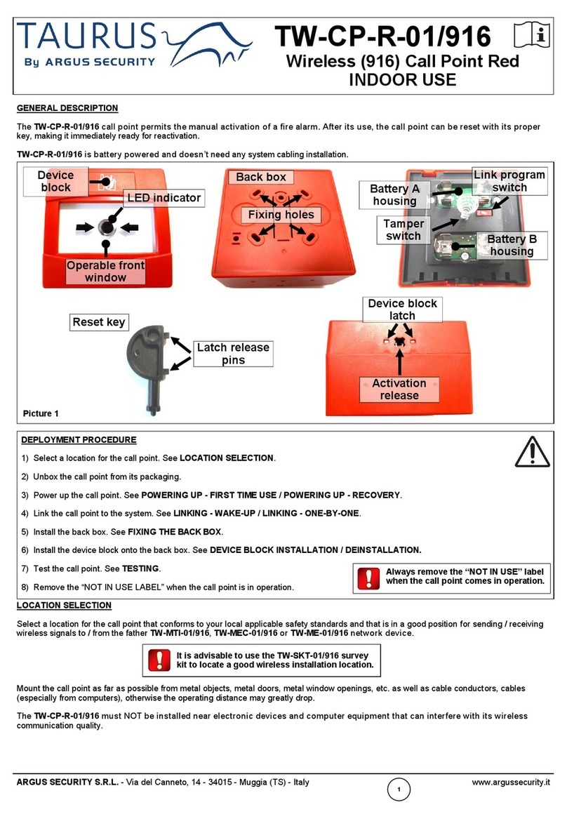 Argus TAURUS TW-CP-R-01/916 quick start guide Argus TAURUS TW-CP-R-01/916 quick start guide