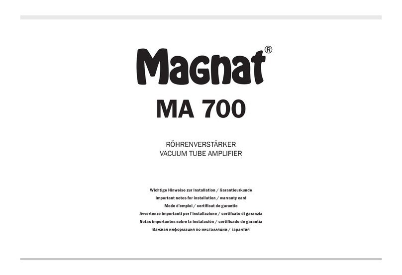 Magnat Audio MA 700 Important notes for installation & warranty card