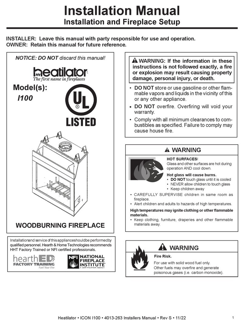 Heatilator Wood Burning Fireplace I100 User manual