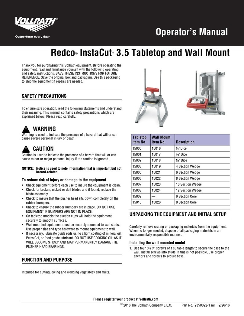 Vollrath Redco InstaCut 3.5 15001 User manual