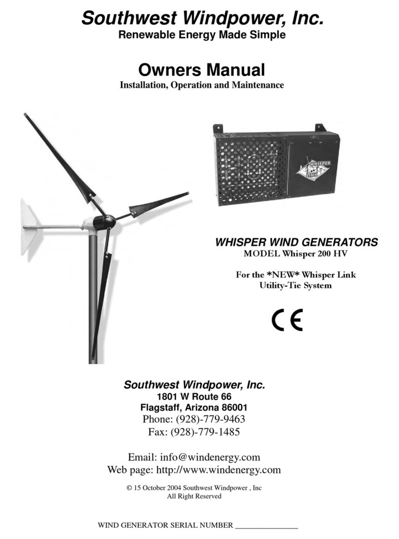 Southwest Windpower Whisper 200 HV owner's manual