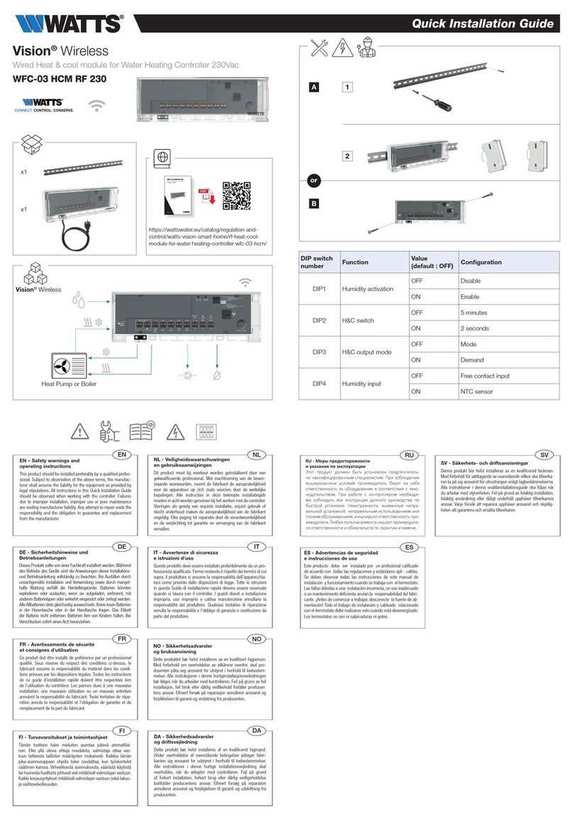 Watts WFC-03 HCM RF 230 Quick installation guide Watts WFC-03 HCM RF 230 Quick installation guide