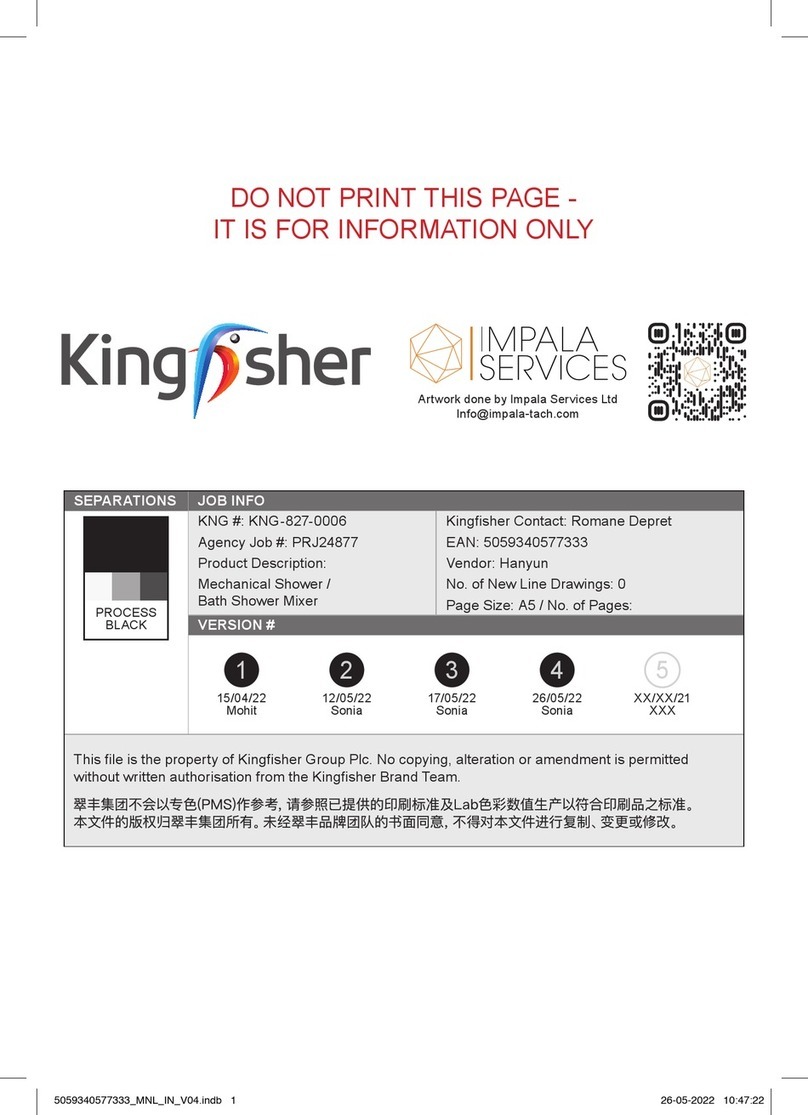 Kingfisher 5059340577333 installation instructions Kingfisher 5059340577333 installation instructions