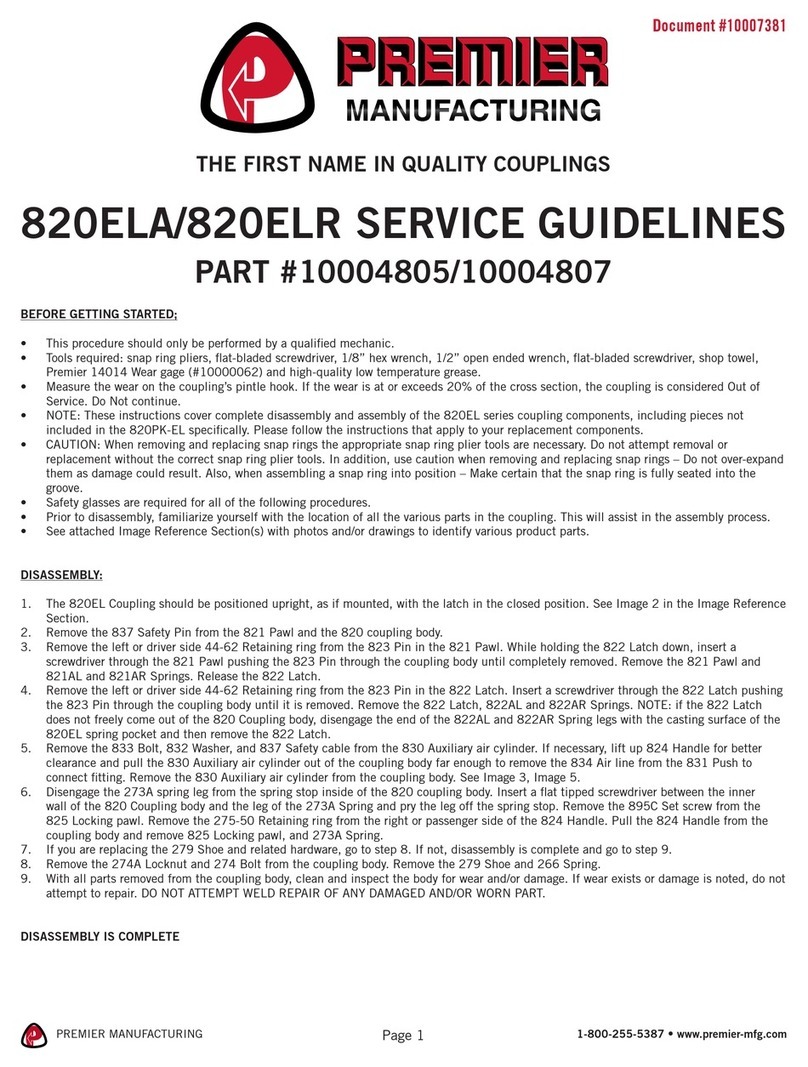 Premier Manufacturing Co. 820ELA Service guidelines