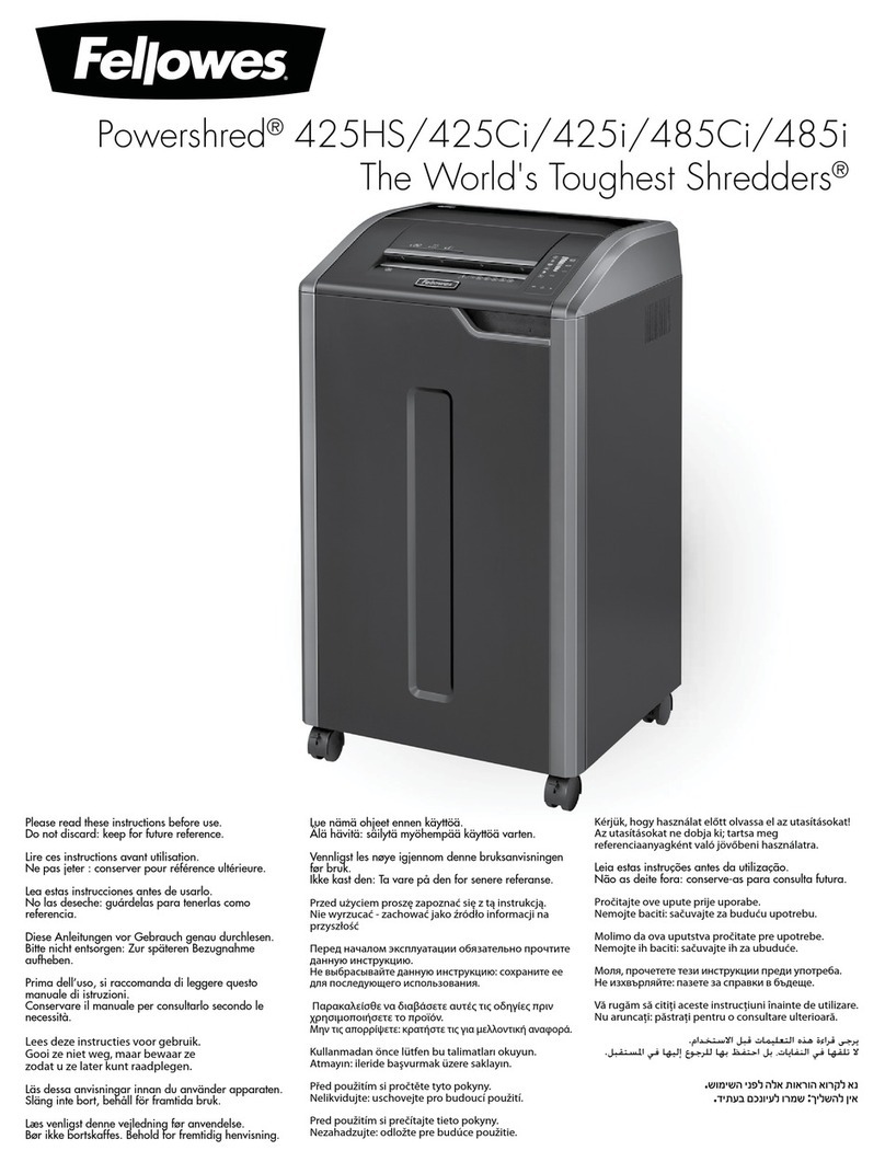 Fellowes Powershred 425HS manual