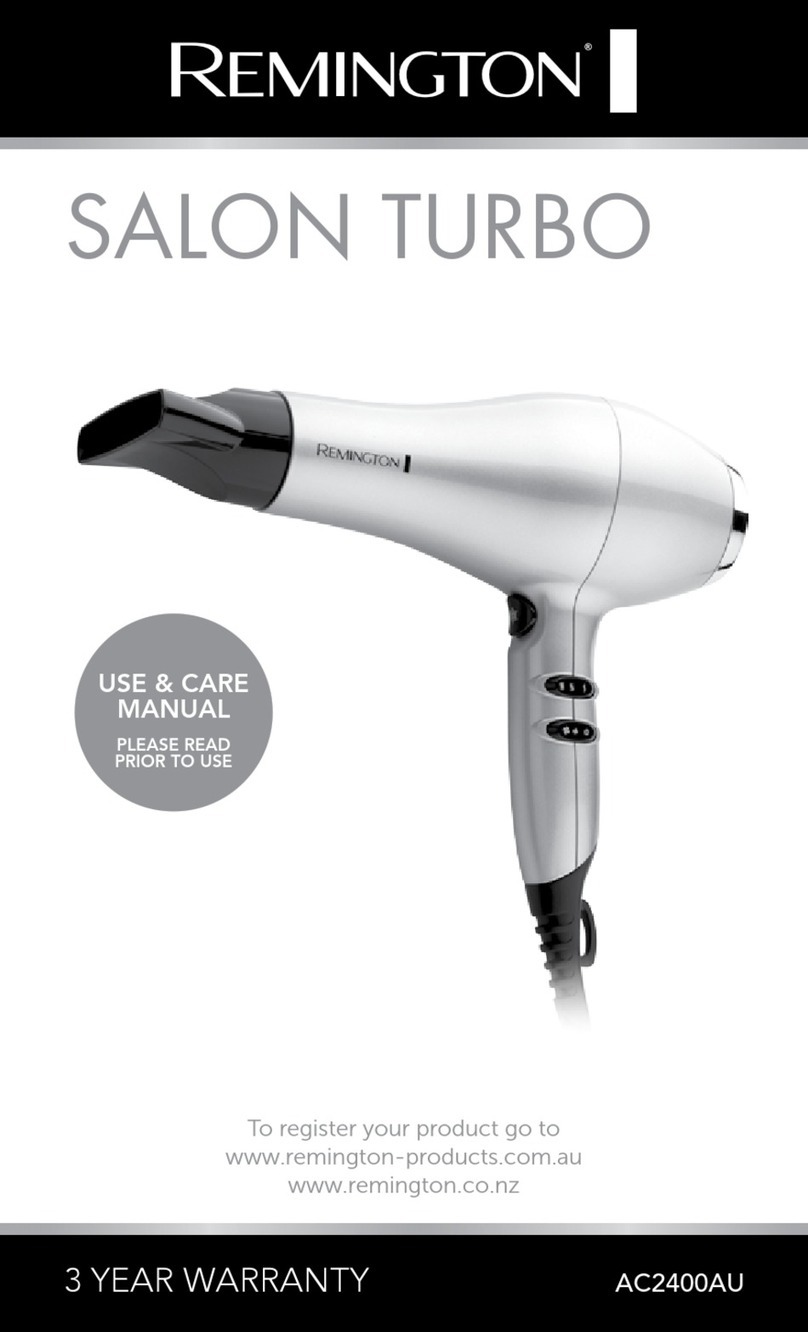 Remington SALON TURBO AC2400AU Use & care manual