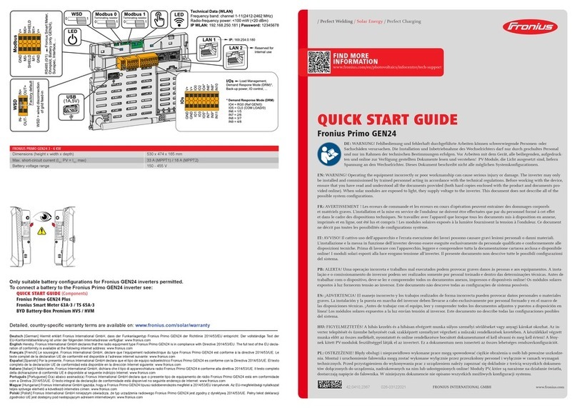 FRO­NIUS Primo GEN24 quick start guide