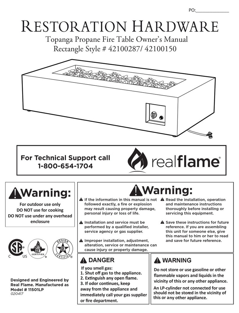 RealFlame Topanga Small Rectangle 11501LP User manual RealFlame Topanga Small Rectangle 11501LP User manual