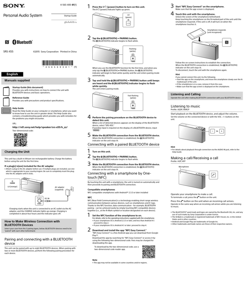 Sony SRS-X55 User manual Sony SRS-X55 User manual