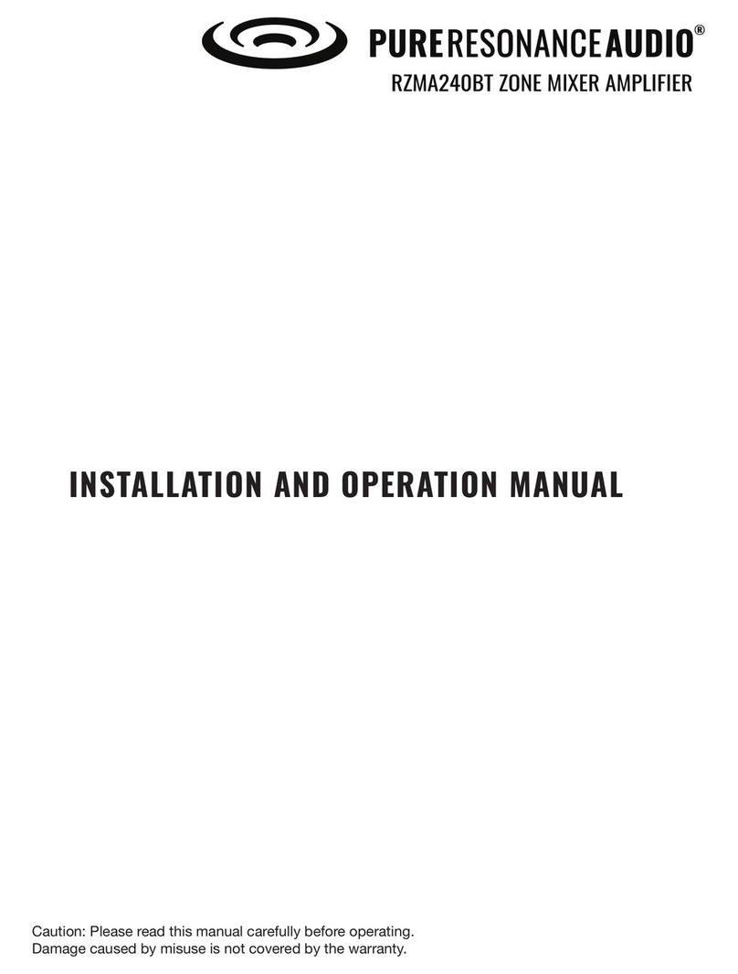 Pure Resonance Audio RZMA240BT Installation and operation manual Pure Resonance Audio RZMA240BT Installation and operation manual