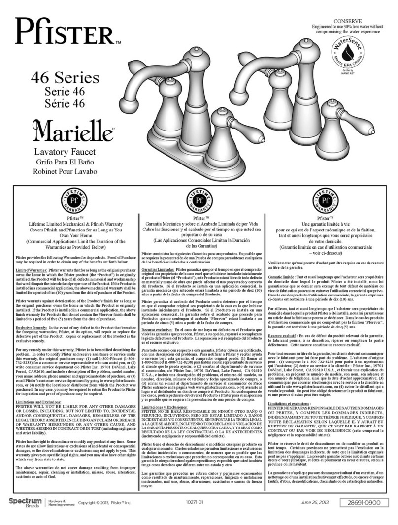 Spectrum Brands Pfister Marielle 46 Series manual Spectrum Brands Pfister Marielle 46 Series manual