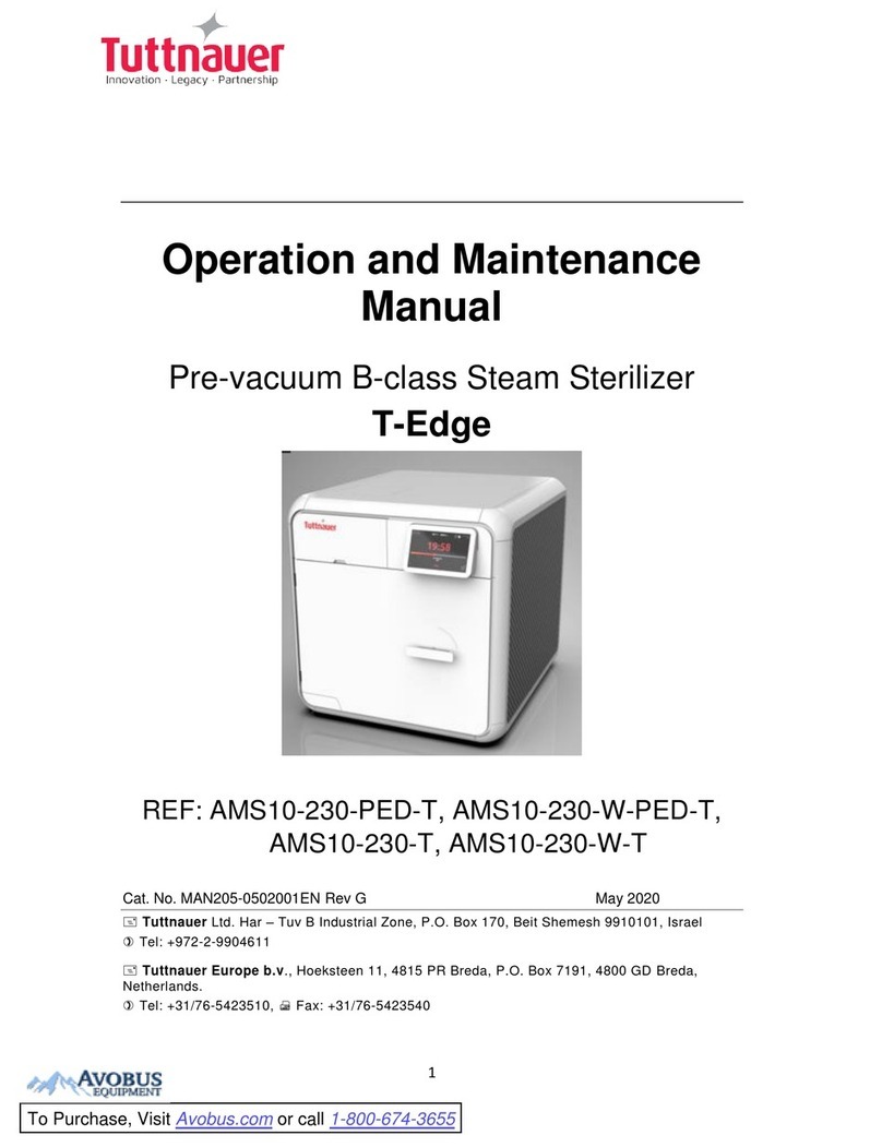 Tuttnauer T-Edge AMS10-230-PED-T User manual Tuttnauer T-Edge AMS10-230-PED-T User manual