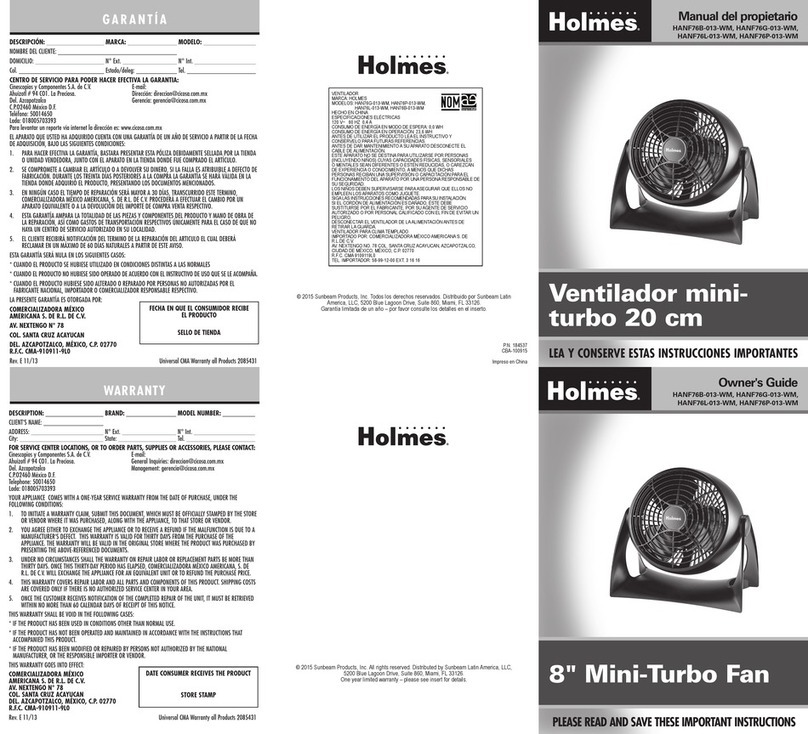 Holmes HANF76B-013-WM owner's guide Holmes HANF76B-013-WM owner's guide