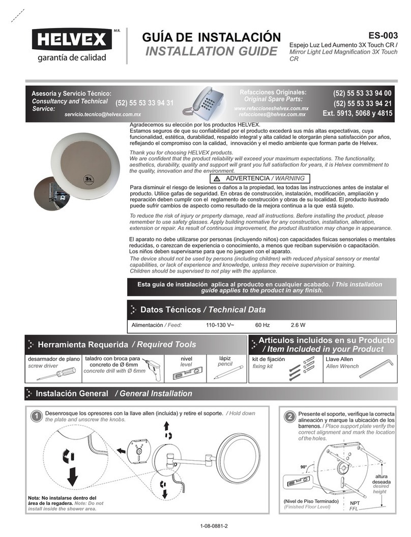 Helvex ES-003 installation guide Helvex ES-003 installation guide