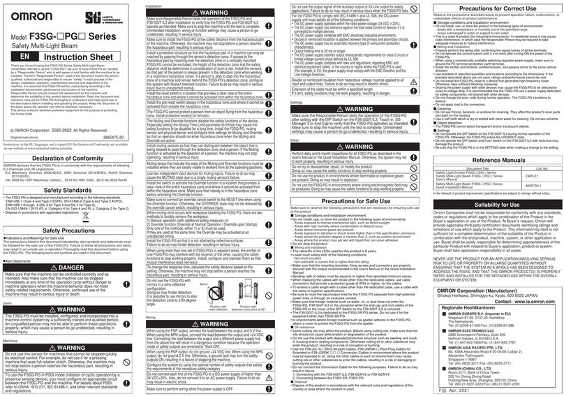Omron F3SG-PG Series User manual