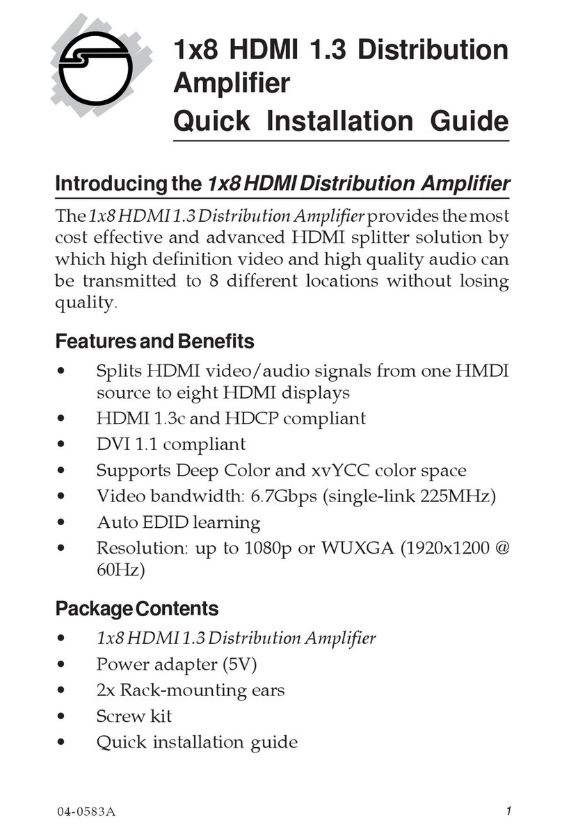 SIIG 1x8 HDMI 1.3 Distribution Amplifier Quick installation guide
