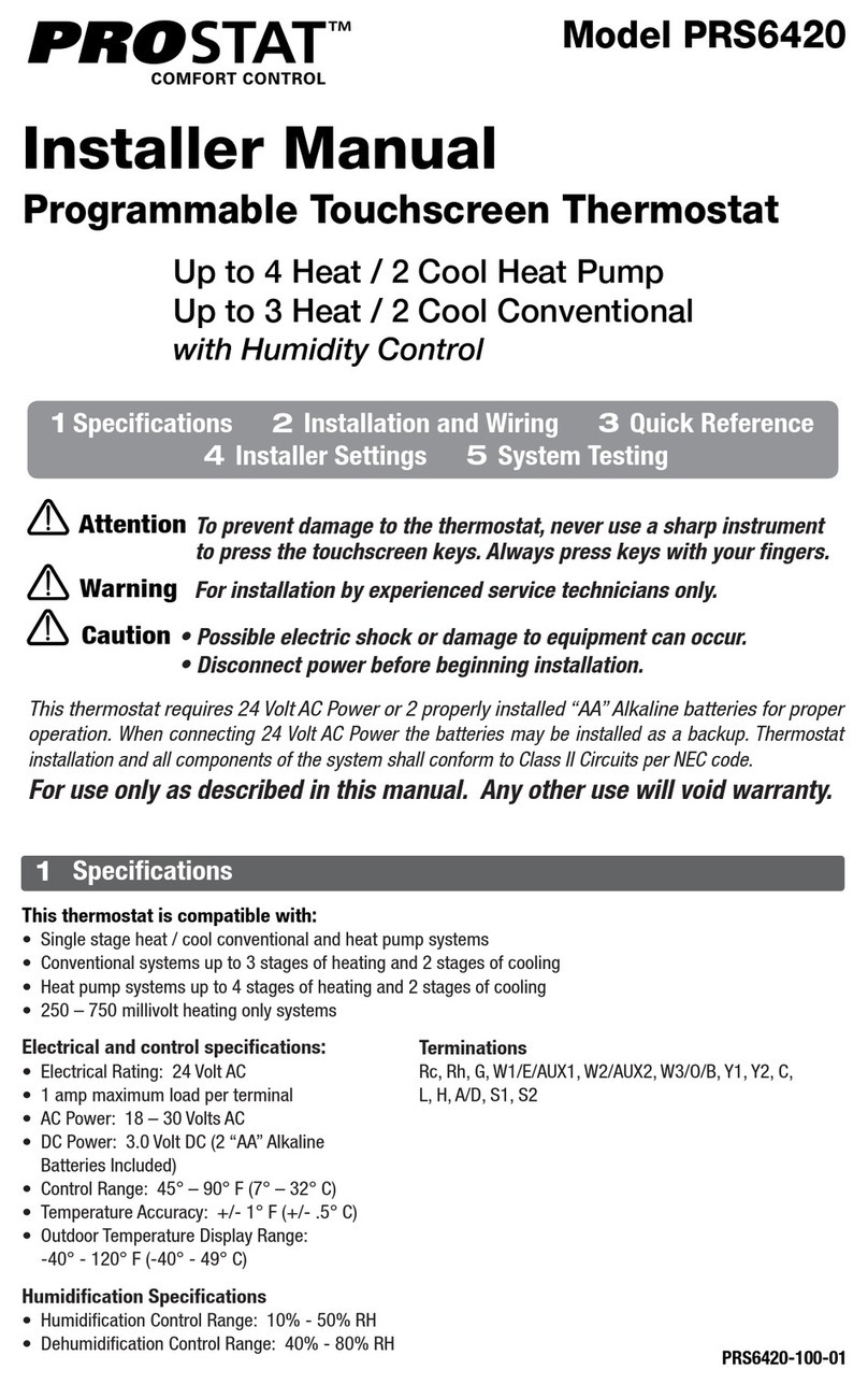 Prostat PRS6420 Installer manual