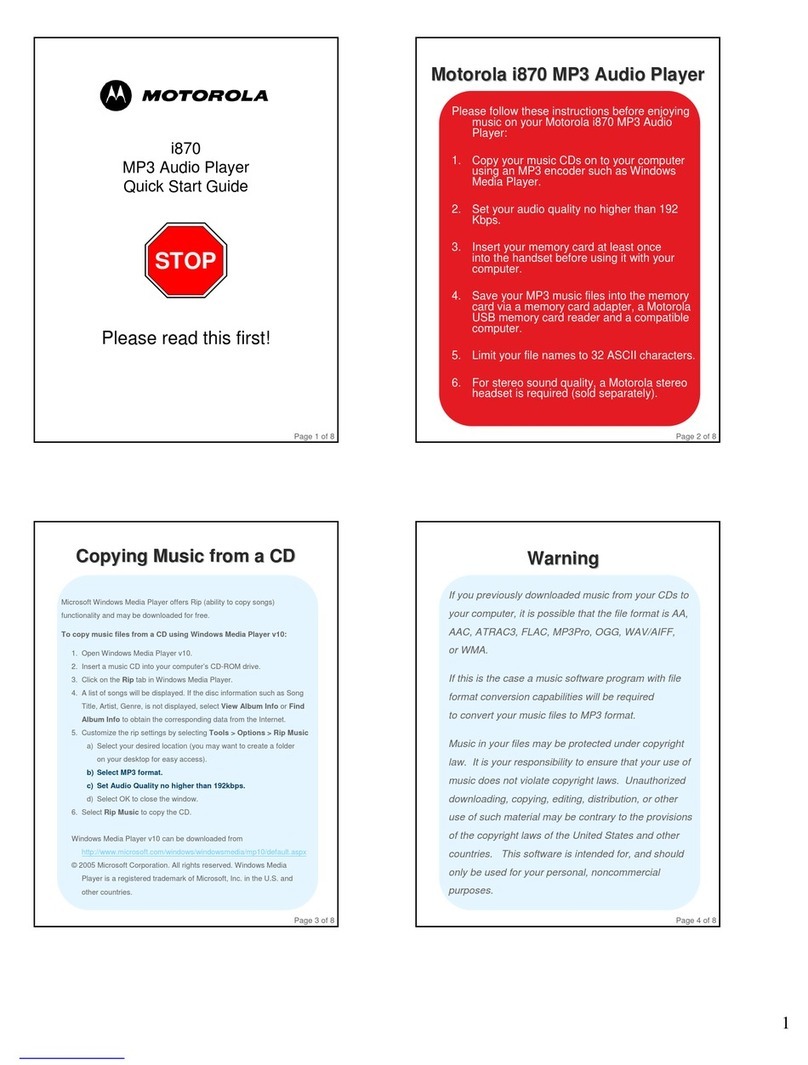Motorola i870 quick start guide