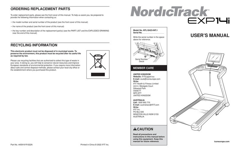 ICON NordicTrack EXP14i User manual