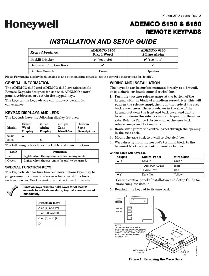 Honeywell 6150 - Ademco Fixed - Display Keypad Installation and setup guide