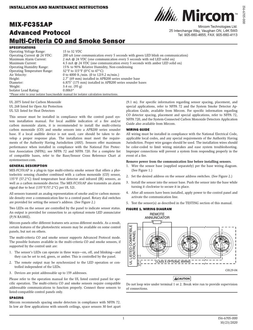Mircom MIX-FC351AP Installation and maintenance instructions