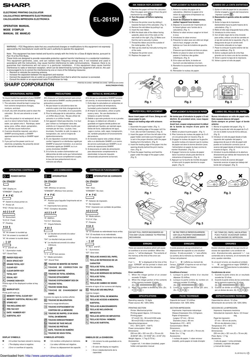 Sharp EL-2615H User manual