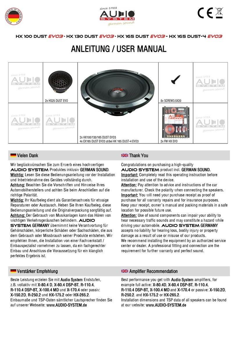 Audiosystem HX 100 DUST EVO3 User manual