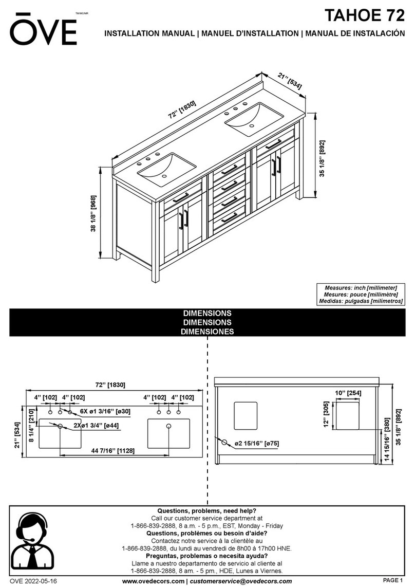 OVE TAHOE 72 installation manual