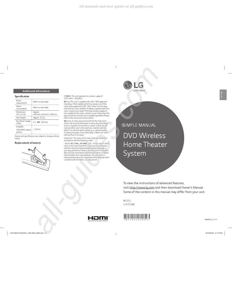 LG LHD756W Specification sheet