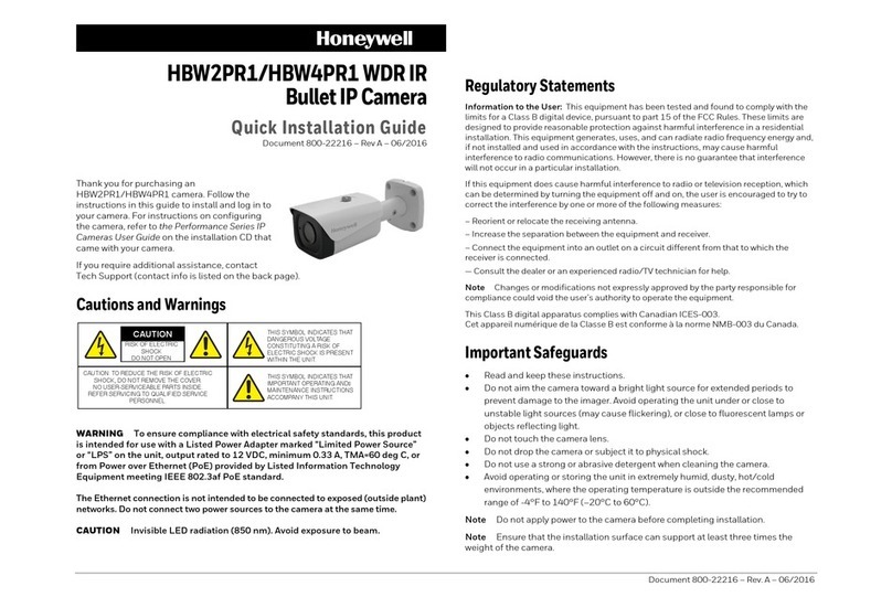 Honeywell HBW2PR1 User manual