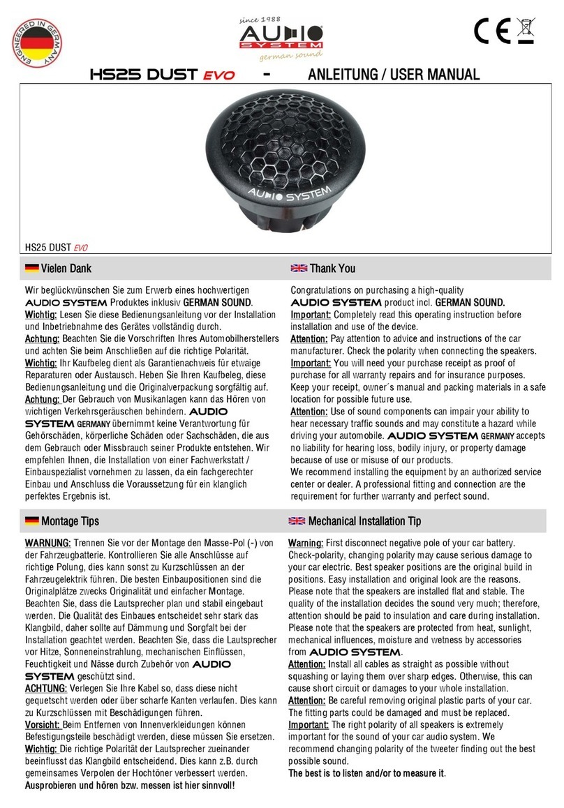 Audiosystem HS25 DUST EVO User manual
