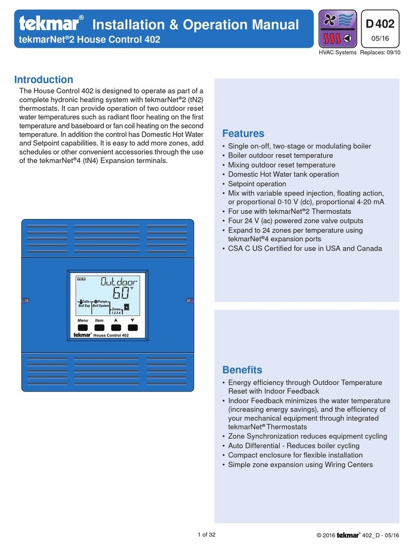 Tekmar tekmarNet 2 House Control 402 Installation & operation manual Tekmar tekmarNet 2 House Control 402 Installation & operation manual