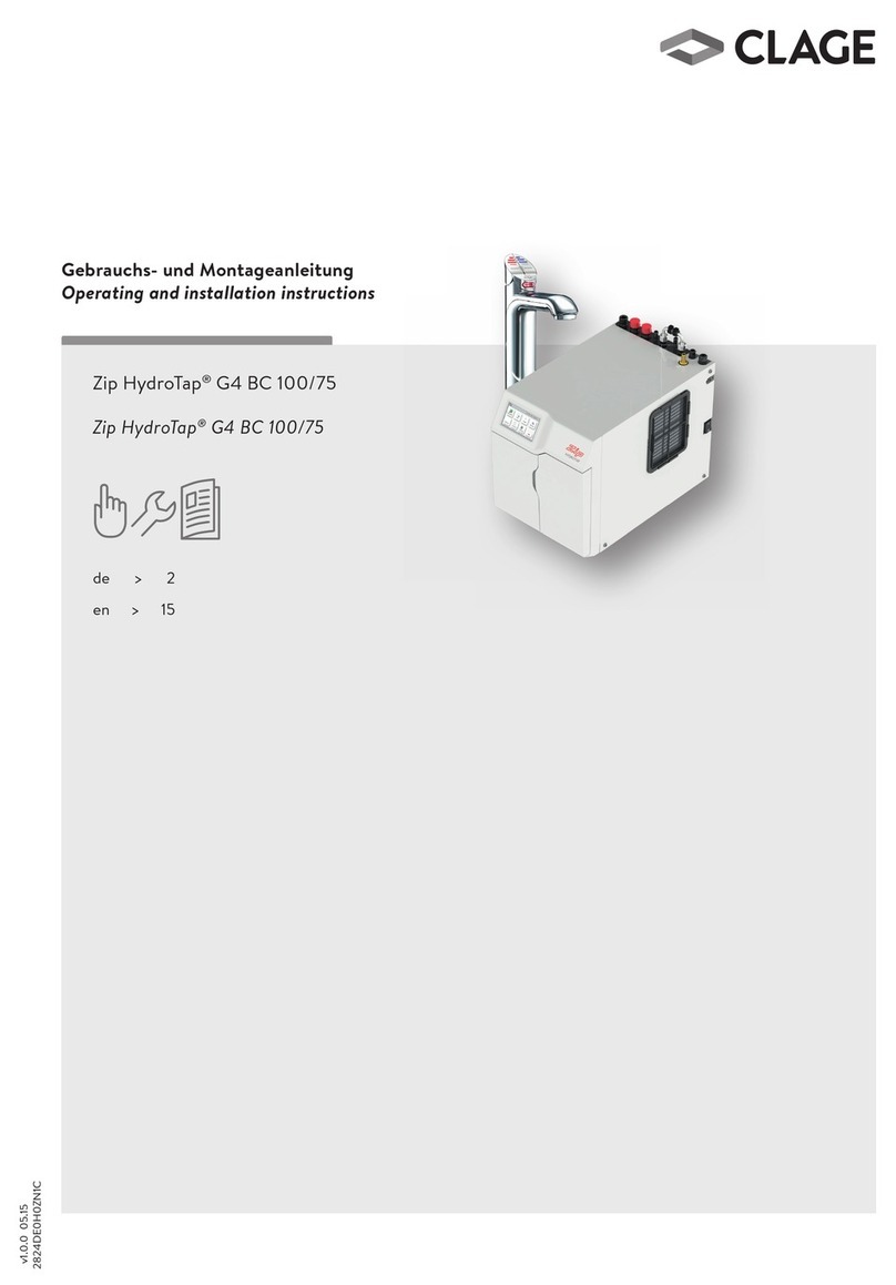 clage ZIP HYDROTAP G4 BC 100/75 Operating and installation instructions clage ZIP HYDROTAP G4 BC 100/75 Operating and installation instructions