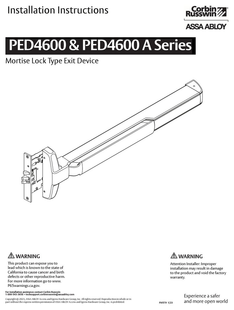 Assa Abloy Corbin Russwin PED4600 A Series installation instructions Assa Abloy Corbin Russwin PED4600 A Series installation instructions