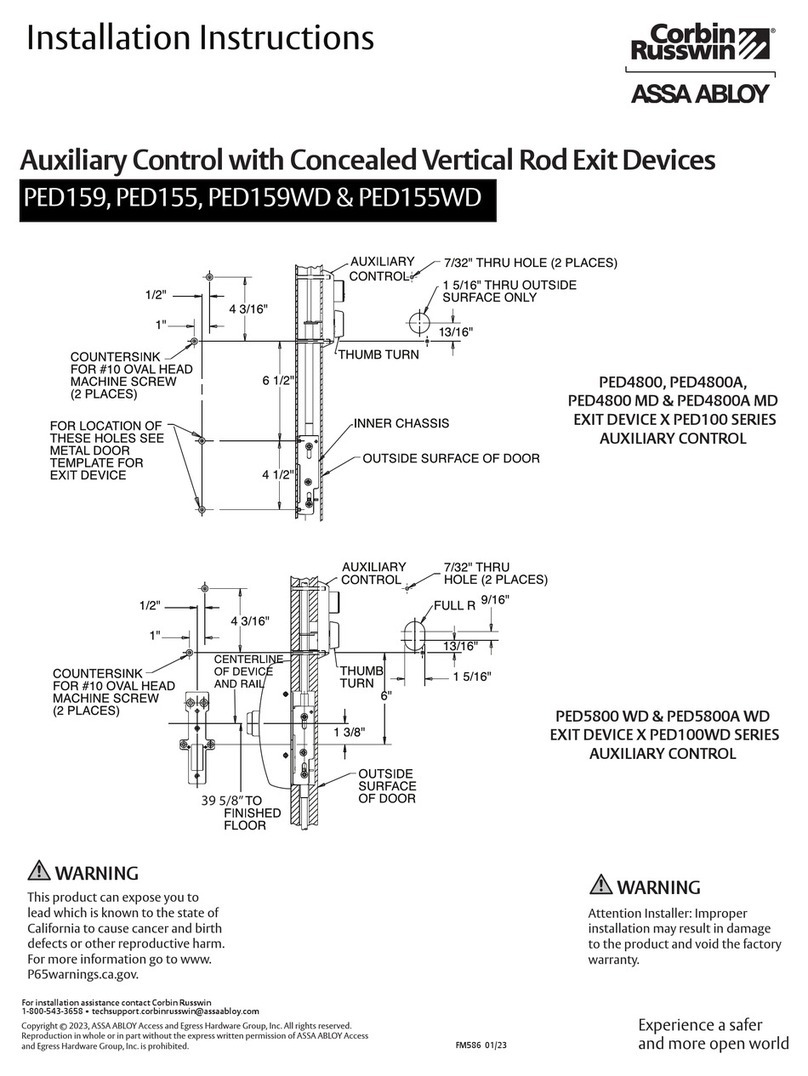 Assa Abloy Corbin Russwin PED159 User manual