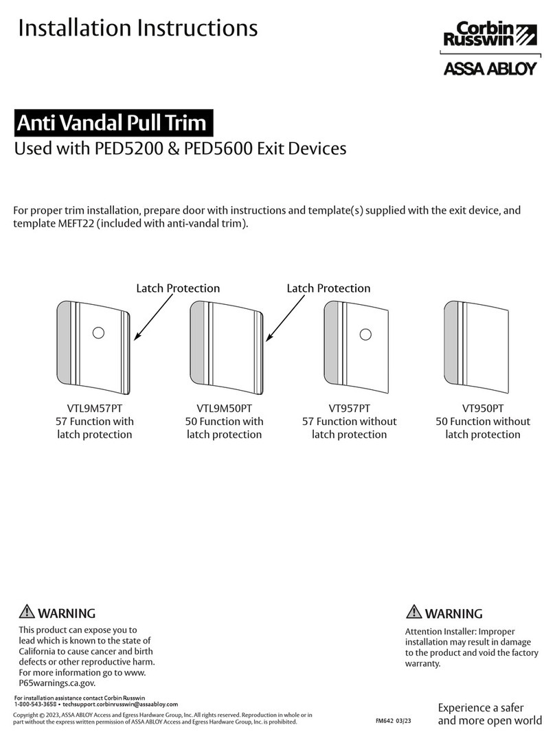 Assa Abloy Corbin Russwin PED5600 Series installation instructions