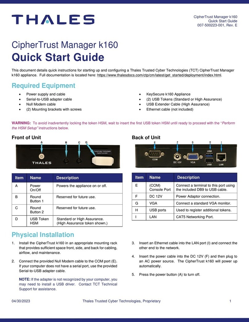 Thales CipherTrust Manager k160 quick start guide Thales CipherTrust Manager k160 quick start guide