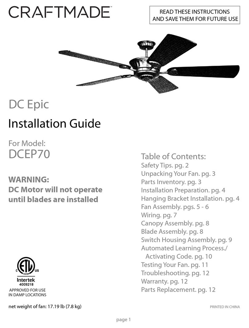 Craftmade Epic DCEP70 User manual